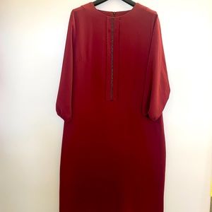 Elegant dress Boxy Dress Navy, Burgundy with Italian zippered details